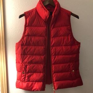 Red puffer vest